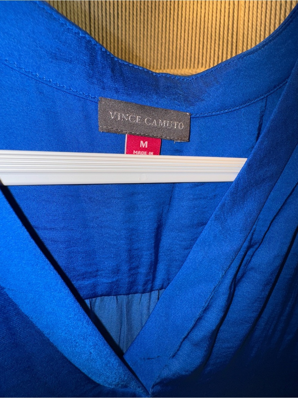 Vince Camuto Sleeveless V-Neck Satin Shell Top - Cobalt Blue - Picture 5 of 11